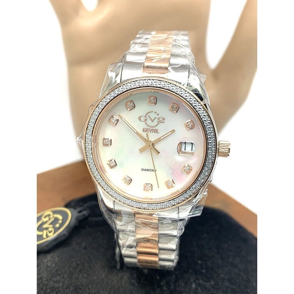 GV2 by Gevril Women's Watch 12423B Swiss Quartz Mother of Pearl Dial Two Tone